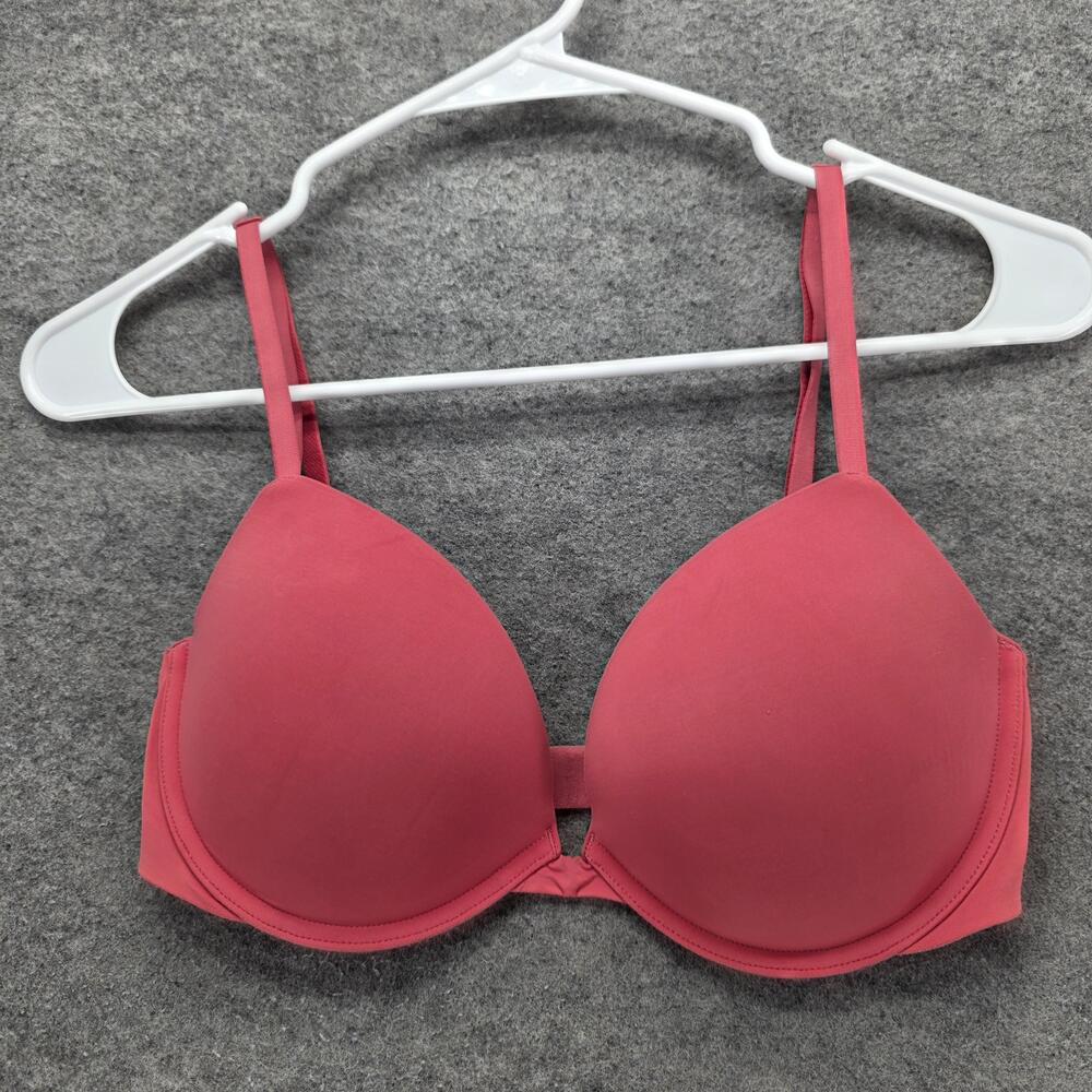 Victoria's Secret Bra Womens 32DD Pink Padded Plunge Underwire Adjustable Smooth